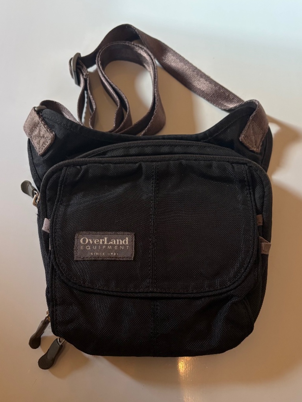 Overland Equipment Nylon Crossbody Bag Travel Organizer Purse Black Gray Gorp
